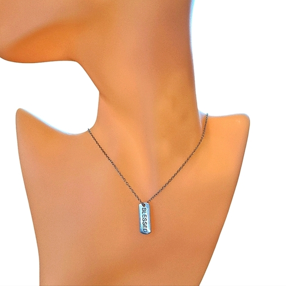 "BLESSED" Tag Necklace on 20" Stainless Steel Chain - Picture 1 of 1
